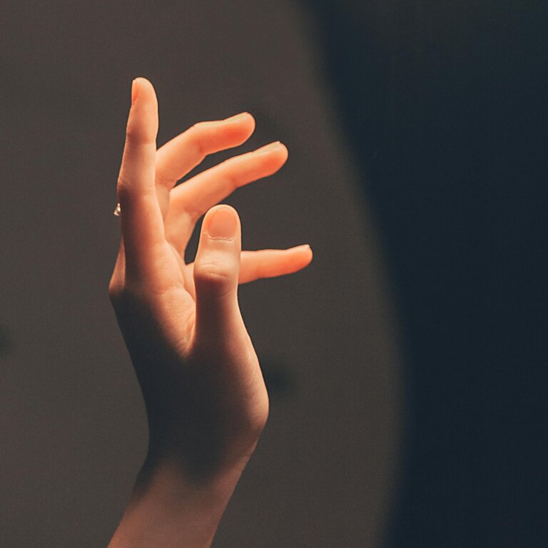 Close-up of hands with well-manicured nails